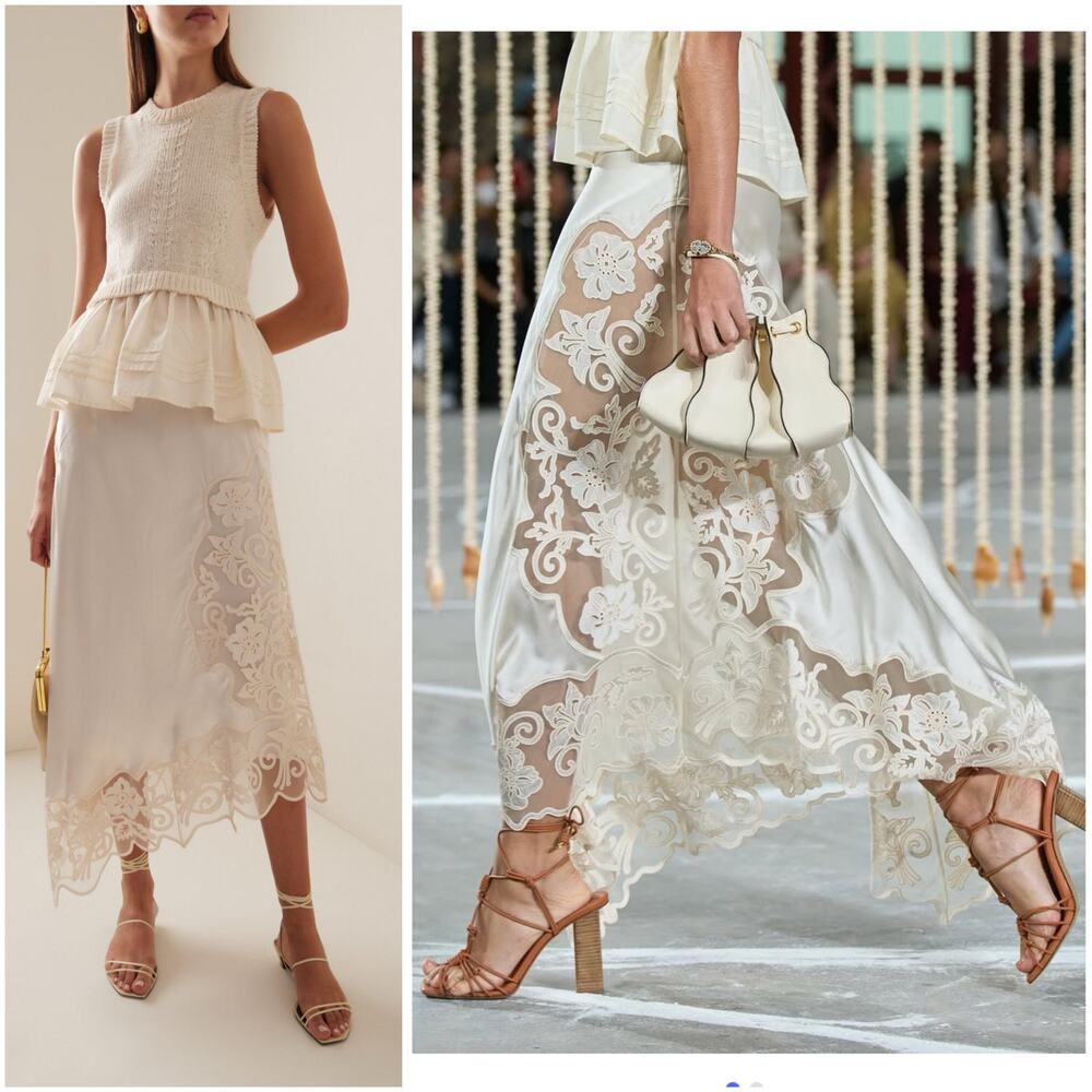 Ulla Johnson Cressida Lace White Ivory Slip Midi Maxi Long Skirt NWT 2 / Small - Picture 2 of 10